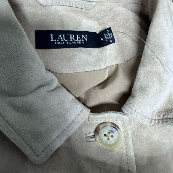 Lauren Ralph Lauren Women’s Fringe Trim Goat Suede Jacket Western Beige NWT $650 - Picture 14 of 16